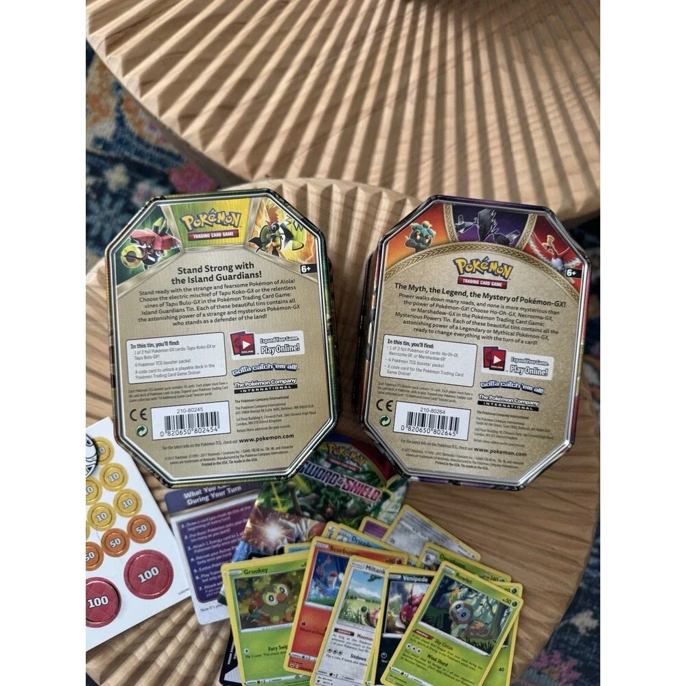 Pokémon Tins And Various Cards coins